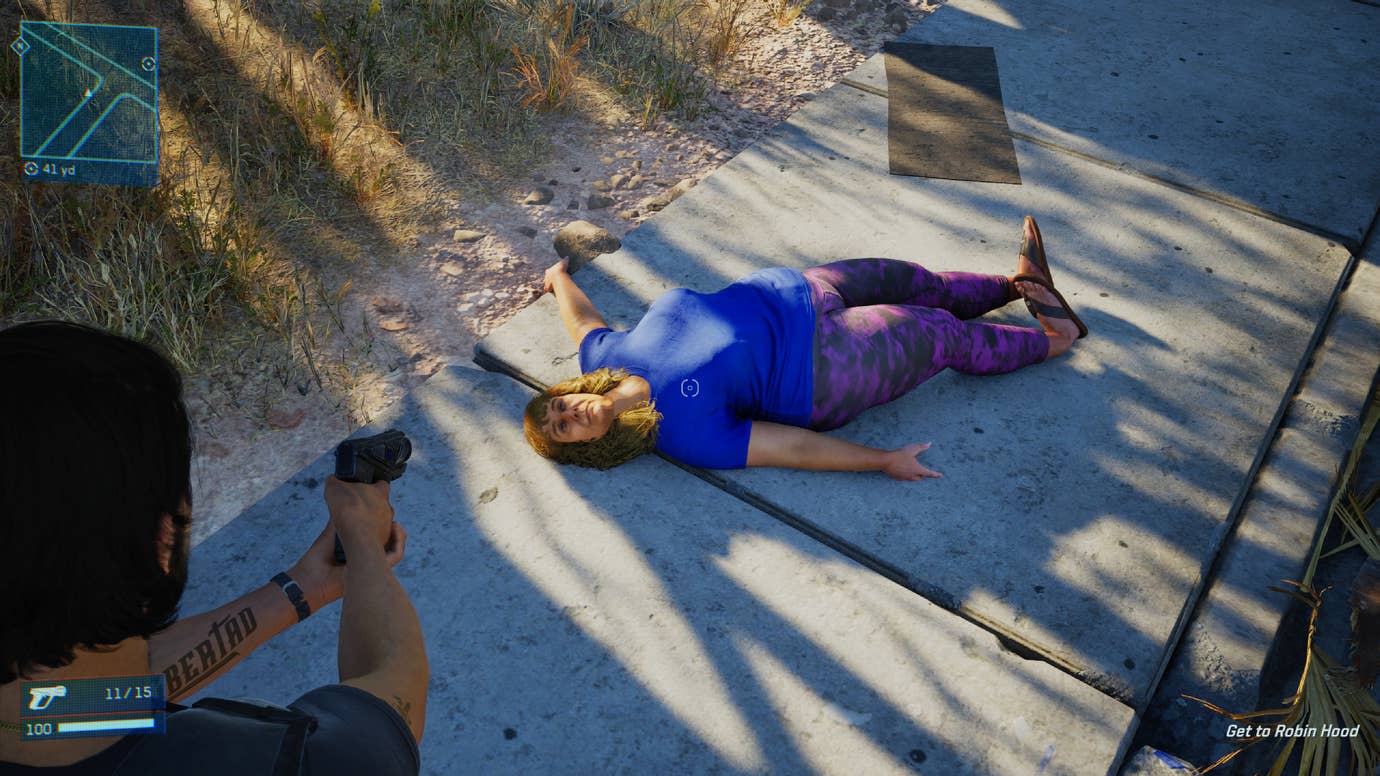 They dead mysterious shotgun lady in MindsEye.